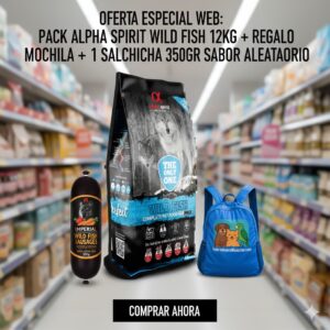 ALPHA SPIRIT ALIMENTO PERROS THE ONLY ONE WILD FISH SACO 12KG+MOCHILA+SALCHICHA 350GR
