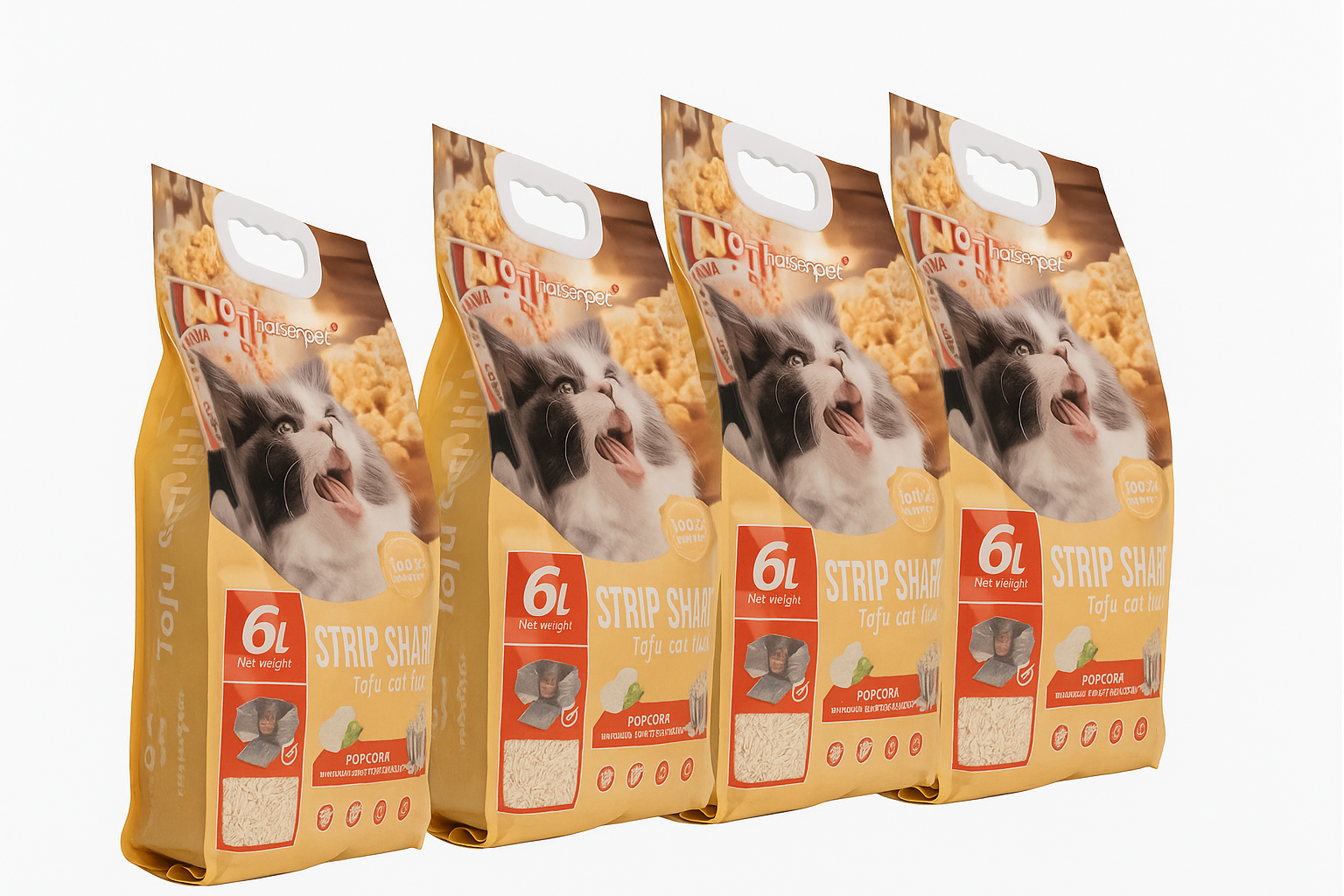 4 UNIDADES DE ARENA TOFU PREMIUM AROMA A PALOMITAS DE MAIZ (6 LITROS,2,6KG) - BIODEGRADABLE - Imagen 3