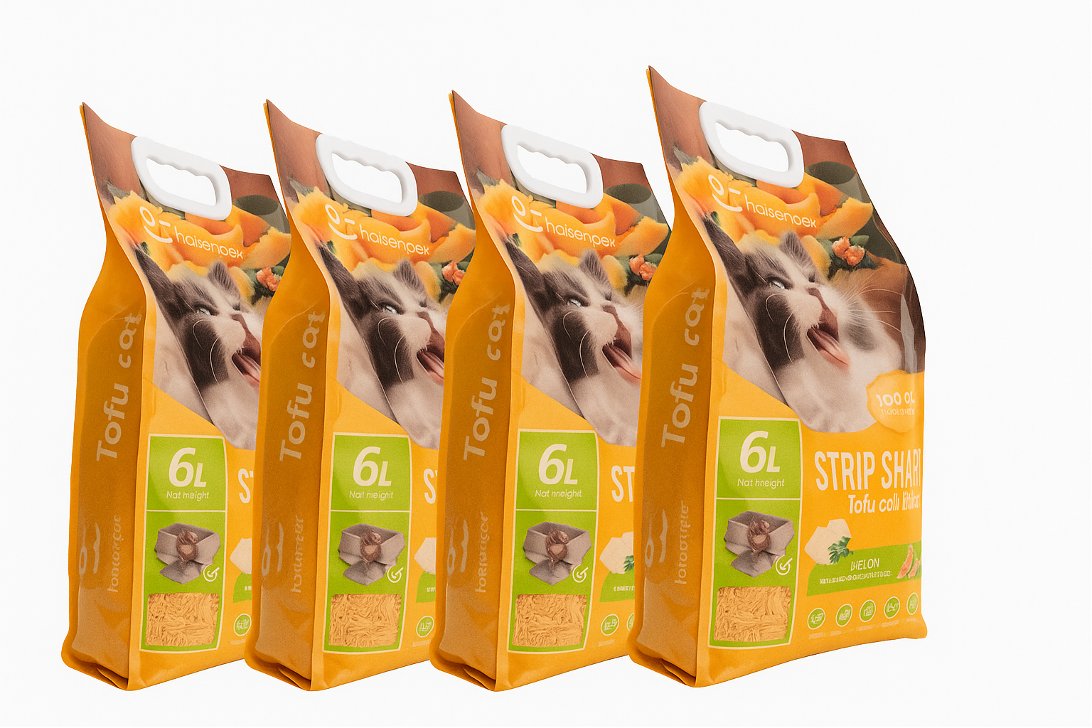 4 UNIDADES DE ARENA TOFU PREMIUM CON AROMA A MELON (6 LITROS,2,6KG) - BIODEGRADABLE - Imagen 2