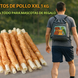 PALITOS DE POLLO XXL DELICIOSOS Y BLANDITOS PARA PREMIAR COMPORTAMIENTO1KG+MOCHILA DE REGALO
