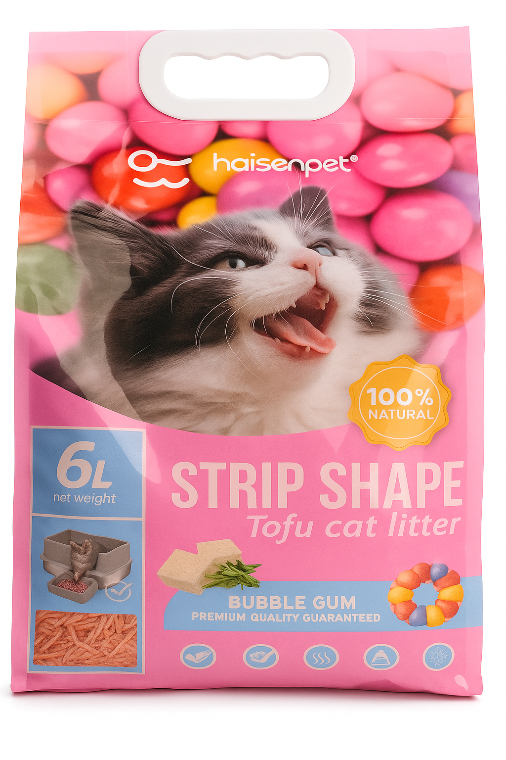 4 UNIDADES DE ARENA TOFU PREMIUM AROMA A CHICLE (6 LITROS,2,6KG) - BIODEGRADABLE - Imagen 2