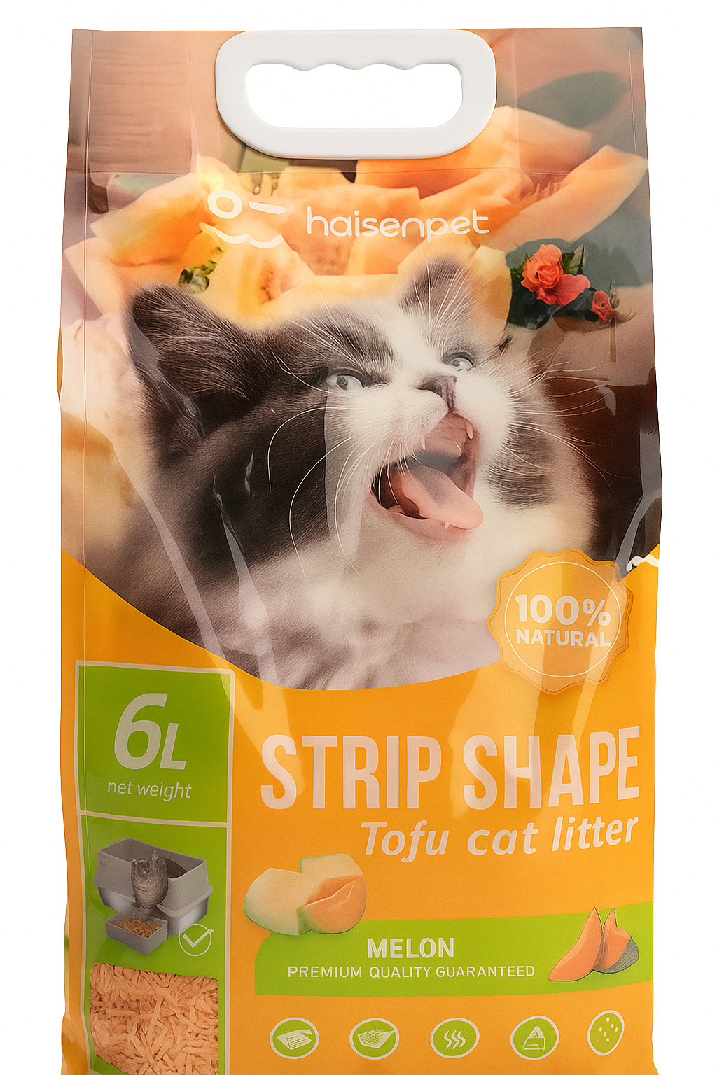 4 UNIDADES DE ARENA TOFU PREMIUM CON AROMA A MELON (6 LITROS,2,6KG) - BIODEGRADABLE - Imagen 3