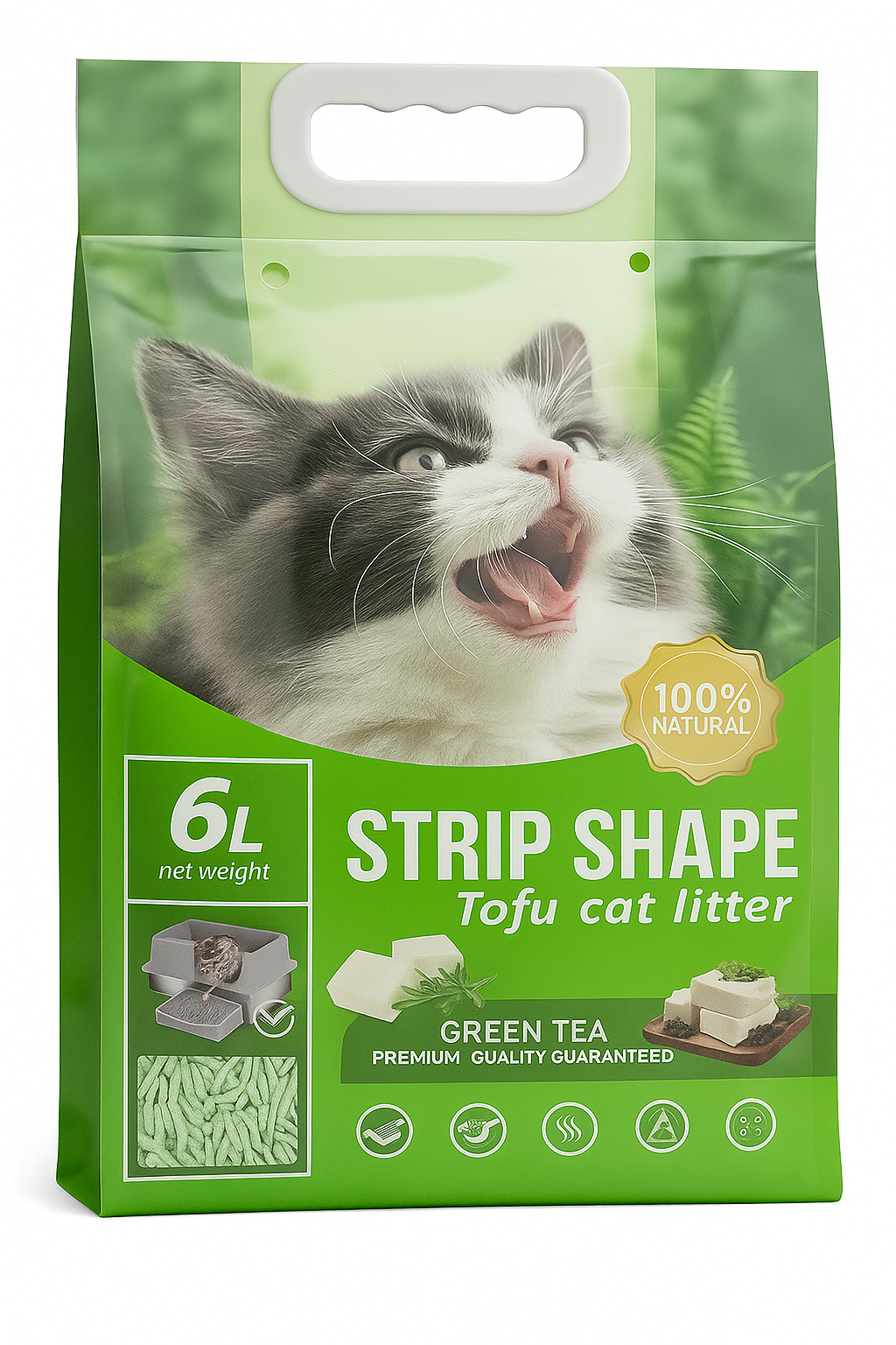 4 UNIDADES DE ARENA TOFU PREMIUM CON AROMA A TÉ 6 LITROS (2,6KG) - BIODEGRADABLE - Imagen 2