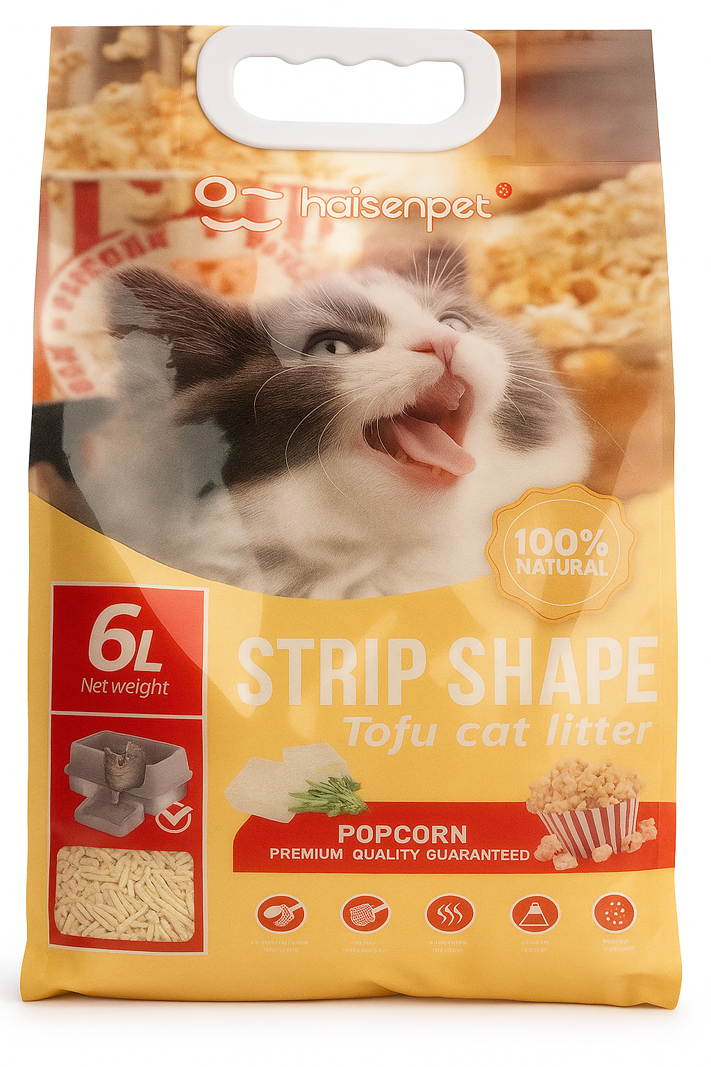 4 UNIDADES DE ARENA TOFU PREMIUM AROMA A PALOMITAS DE MAIZ (6 LITROS,2,6KG) - BIODEGRADABLE - Imagen 2