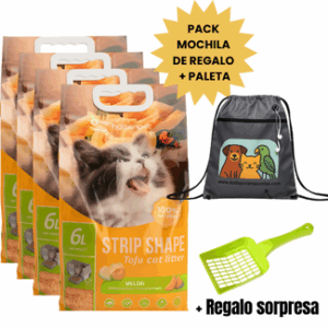 4 UNIDADES DE ARENA TOFU PREMIUM CON AROMA A MELON (6 LITROS,2,6KG) - BIODEGRADABLE