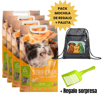 4 UNIDADES DE ARENA TOFU PREMIUM CON AROMA A MELON (6 LITROS,2,6KG) - BIODEGRADABLE