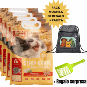 4 UNIDADES DE ARENA TOFU PREMIUM AROMA A PALOMITAS DE MAIZ (6 LITROS,2,6KG) - BIODEGRADABLE