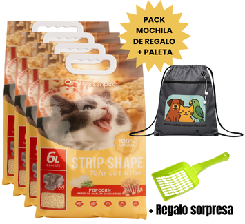 4 UNIDADES DE ARENA TOFU PREMIUM AROMA A PALOMITAS DE MAIZ (6 LITROS,2,6KG) - BIODEGRADABLE