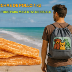 LONCHAS DE POLLO IDEALES COMO PREMIO AL BUEN COMPORTAMIENTO 1KG+MOCHILA 2026