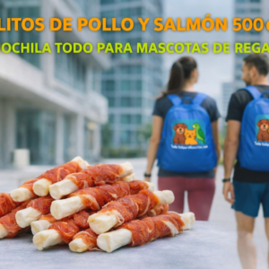 Palitos de Pollo y Salmon 500 g – Snack Premium para Perros+mochila 2026